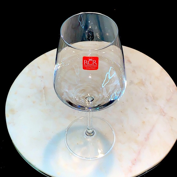 RCR CRISTALLERIA ITALIANA WINE GOBLETS 14.75 oz SET OF 4 CLEAR GLASS ITALY - Picture 2 of 8
